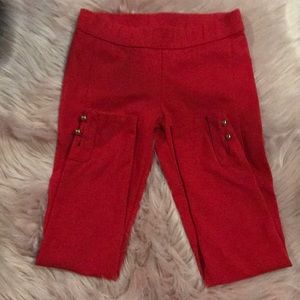 Janie and Jack - Red Ponte Pants with Gold Buttons